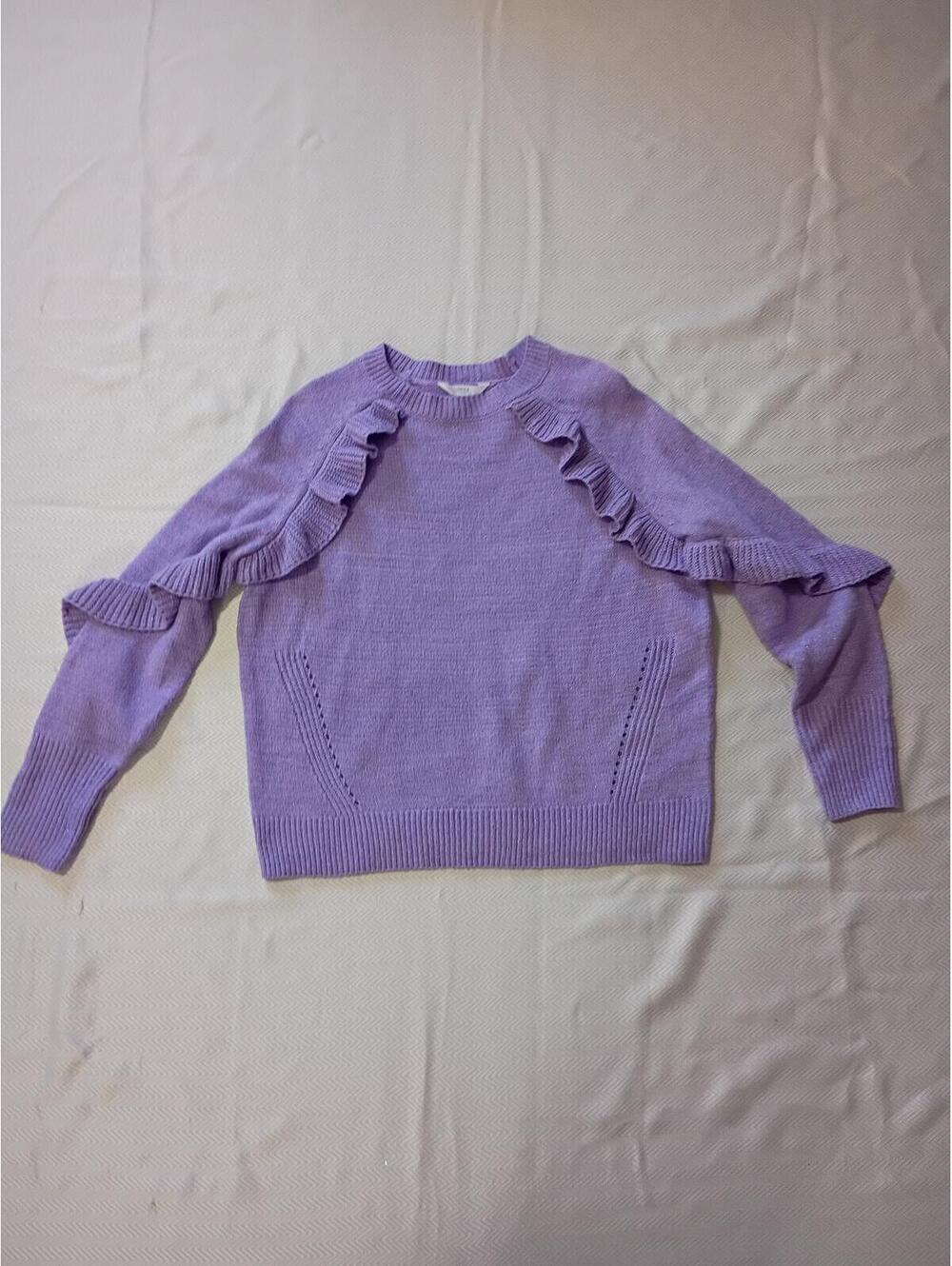 Lavender Purple Ruffled Knit Sweater